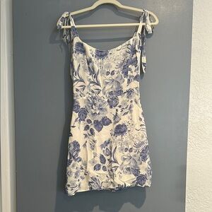 Reformation purple Floral Print Dress with Tie Straps